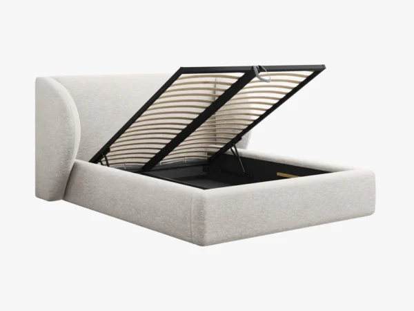 Pat tapitat gri deschis din tesatura chenille Miley - imagine 5
