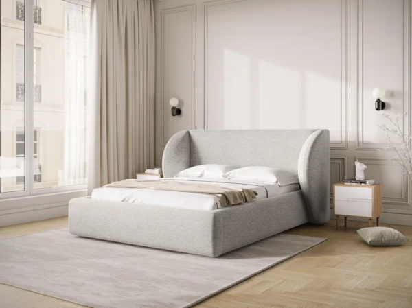 Pat tapitat gri deschis din tesatura chenille Miley - imagine 2