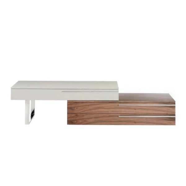 Comoda TV bej/maro din lemn furniruit Plated