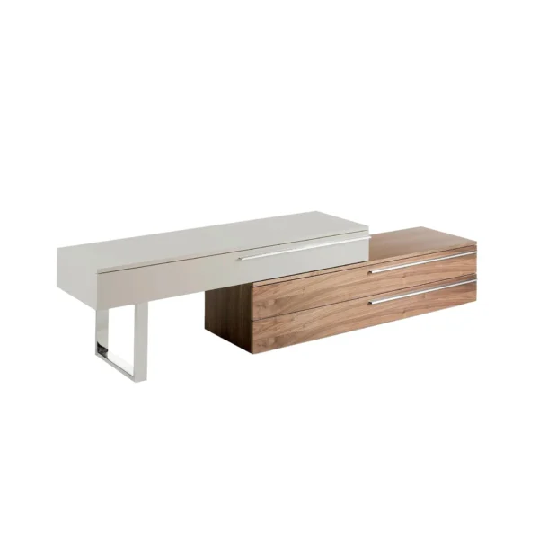 Comoda TV bej/maro din lemn furniruit Plated - imagine 3
