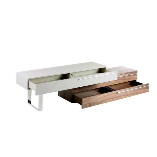 Comoda TV bej/maro din lemn furniruit Plated - imagine 4
