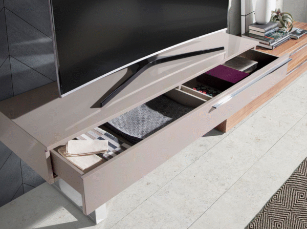 Comoda TV bej/maro din lemn furniruit Plated - imagine 6