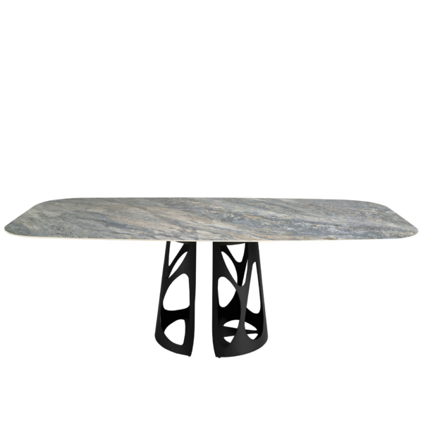 Masa dining gri/neagra din portelan si otel Barrel - imagine 2