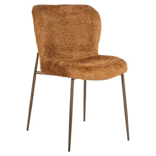 Set 2 scaune dining caramiziu/aramiu din tesatura chenille Odarby