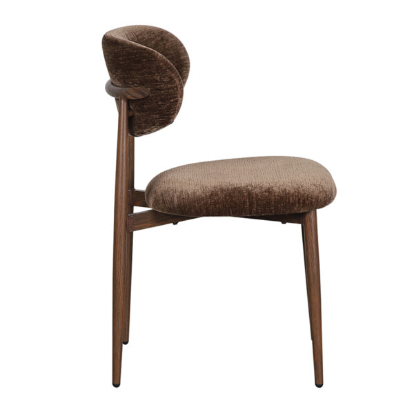Set 2 scaune dining maro din tesatura chenille Okura - imagine 3