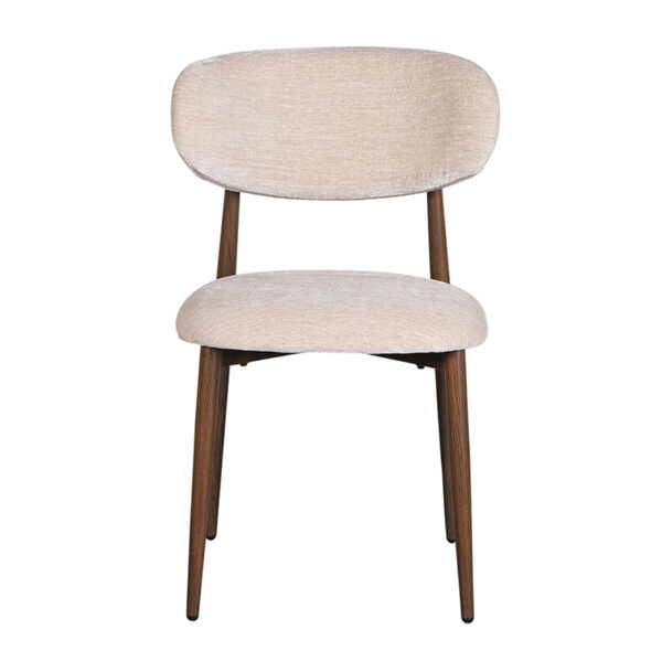 Set 2 scaune dining crem/maro din tesatura chenille Okura - imagine 2