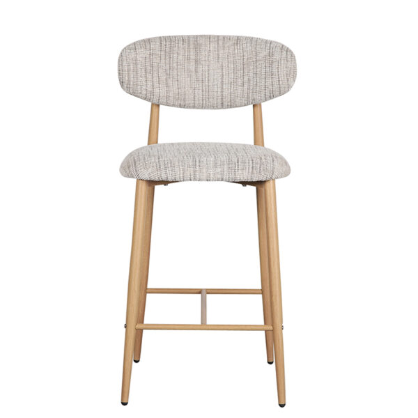Set 2 scaune de bar gri/natur din tesatura chenille Okura - imagine 2