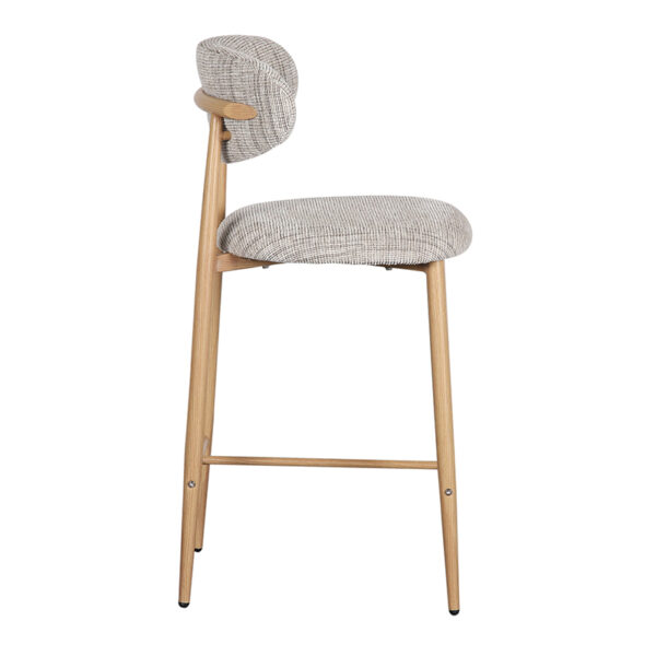 Set 2 scaune de bar gri/natur din tesatura chenille Okura - imagine 3