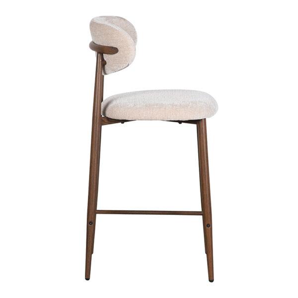 Set 2 scaune de bar crem/maro din tesatura chenille Okura - imagine 3