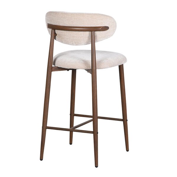 Set 2 scaune de bar crem/maro din tesatura chenille Okura - imagine 4