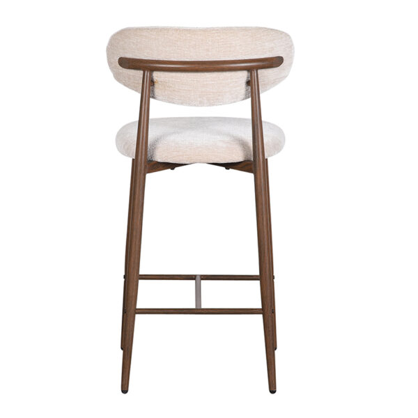 Set 2 scaune de bar crem/maro din tesatura chenille Okura - imagine 5