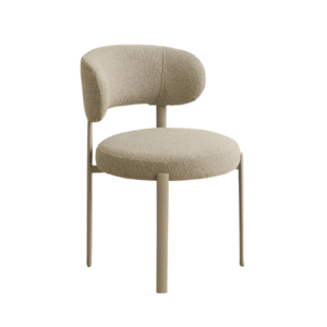 Scaun dining bej din tesatura boucle si metal Ponent
