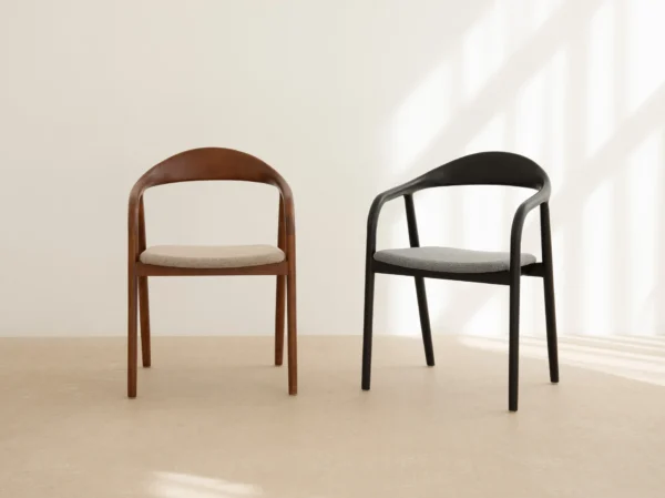 Scaun dining bej/maro din tesatura si lemn Illa - imagine 2