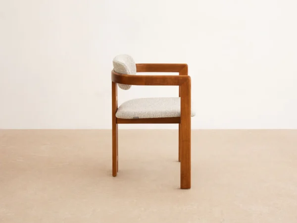 Scaun dining bej/maro din tesatura boucle si lemn Llevant - imagine 4