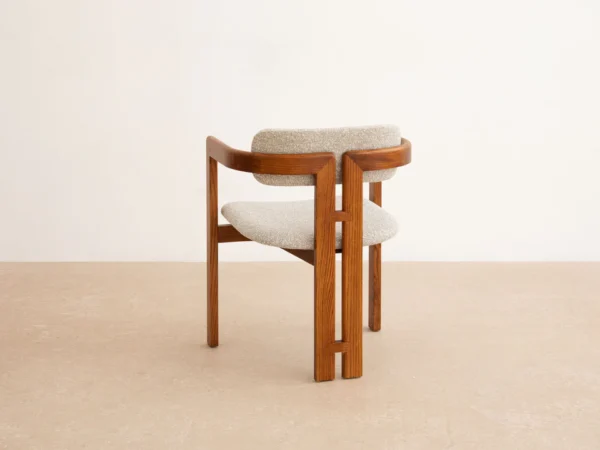 Scaun dining bej/maro din tesatura boucle si lemn Llevant - imagine 5