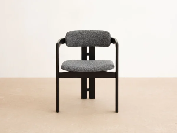 Scaun dining gri/negru din tesatura boucle si lemn Llevant - imagine 3