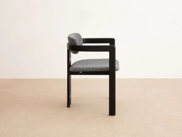 Scaun dining gri/negru din tesatura boucle si lemn Llevant - imagine 4