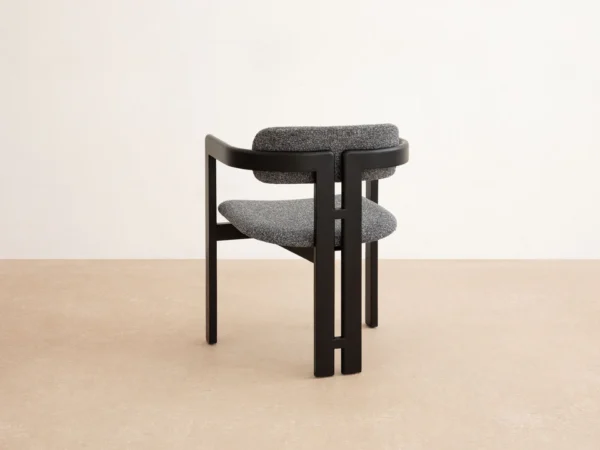 Scaun dining gri/negru din tesatura boucle si lemn Llevant - imagine 5