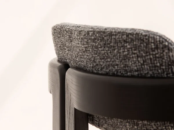 Scaun dining gri/negru din tesatura boucle si lemn Llevant - imagine 6