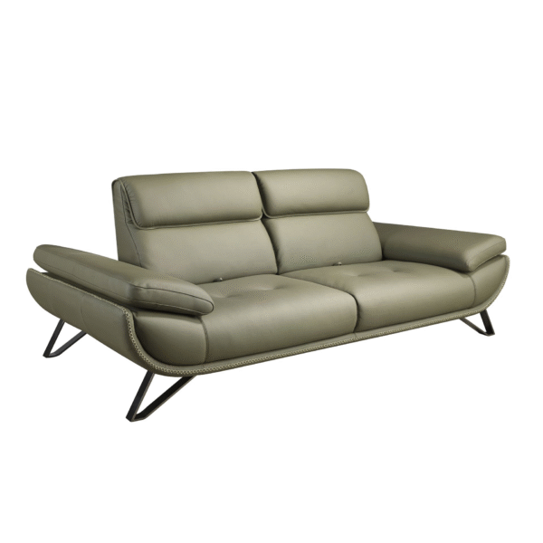 Canapea verde olive din piele naturala Carlo - imagine 3
