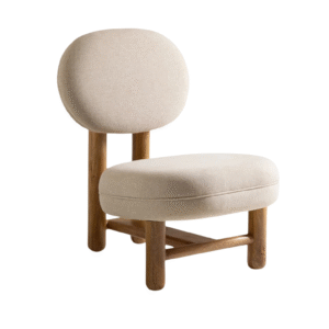 Fotoliu bej/maro din tesatura si lemn Adessa