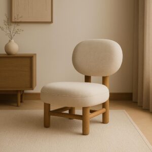 Fotoliu bej/maro din tesatura si lemn Adessa