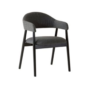 Scaun dining gri din tesatura boucle si lemn Hera