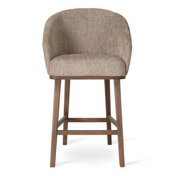 Scaun de bar maro din tesatura si lemn Seni Supreme - imagine 2