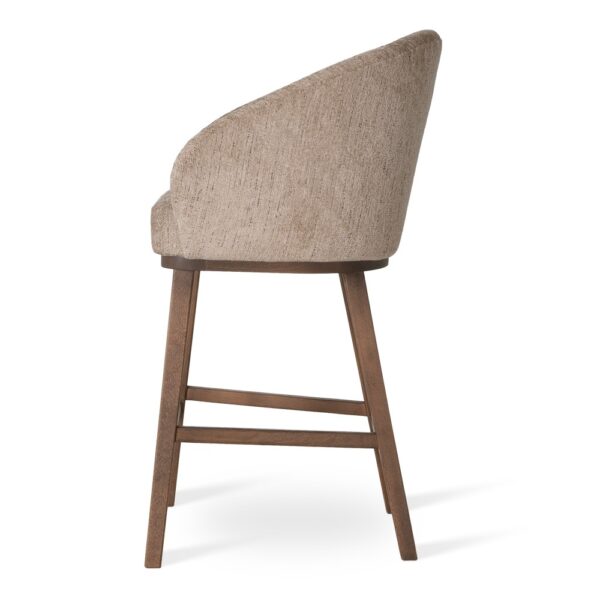 Scaun de bar maro din tesatura si lemn Seni Supreme - imagine 3