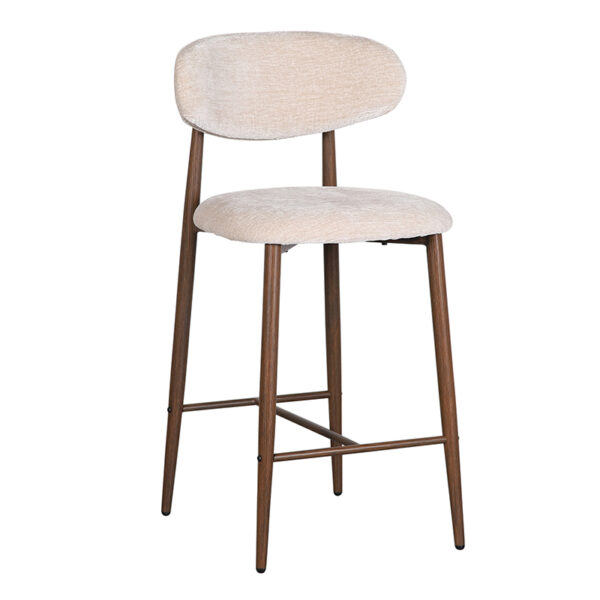 Set 2 scaune de bar crem/maro din tesatura chenille Okura