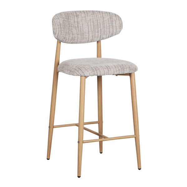 Set 2 scaune de bar gri/natur din tesatura chenille Okura