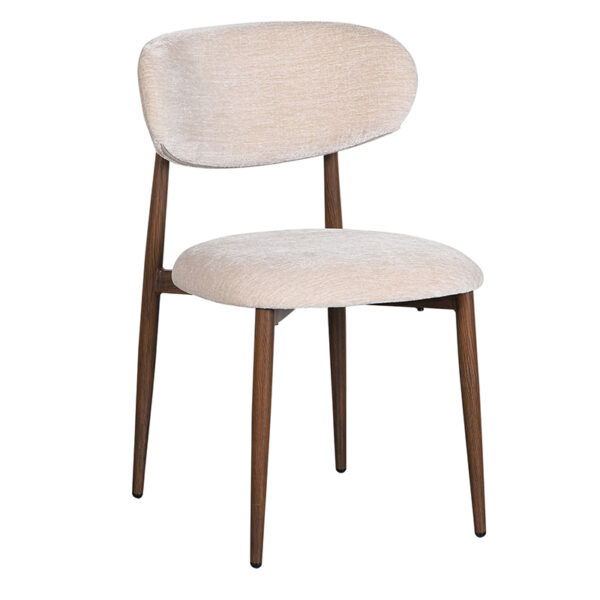 Set 2 scaune dining crem/maro din tesatura chenille Okura