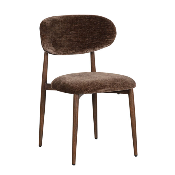 Set 2 scaune dining maro din tesatura chenille Okura