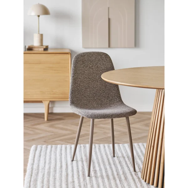 Set 2 scaune dining maro din tesatura boucle Stockholm - imagine 2