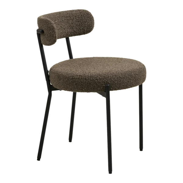 Set 2 scaune dining maro din tesatura boucle Doris - imagine 4
