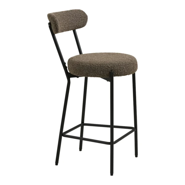 Scaun de bar maro din tesatura boucle Doris - imagine 3