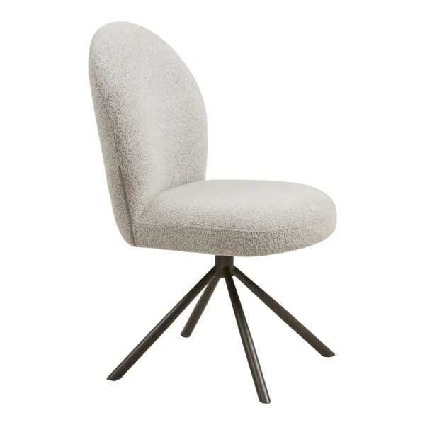 Scaun dining rotativ din tesatura boucle bej Lana - imagine 4