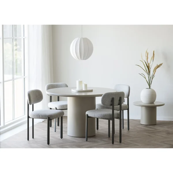 Set 2 scaune dining gri deschis din tesatura si metal Royan - imagine 2