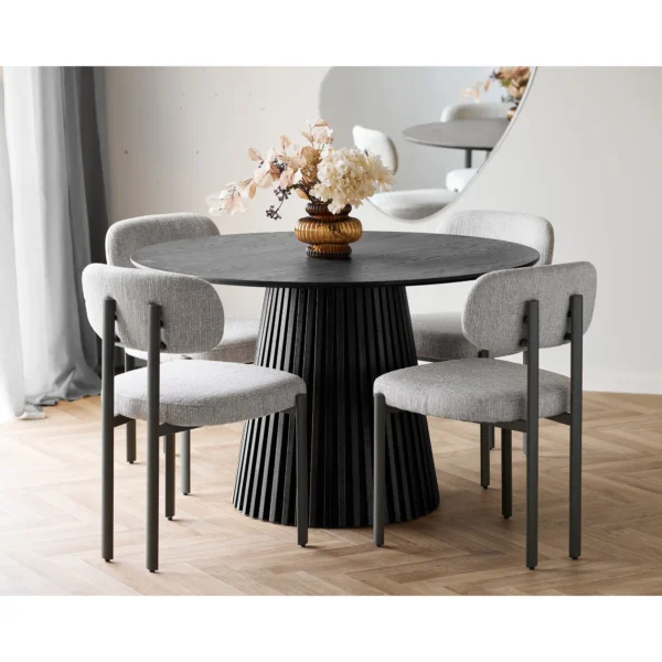 Set 2 scaune dining gri deschis din tesatura si metal Royan - imagine 7
