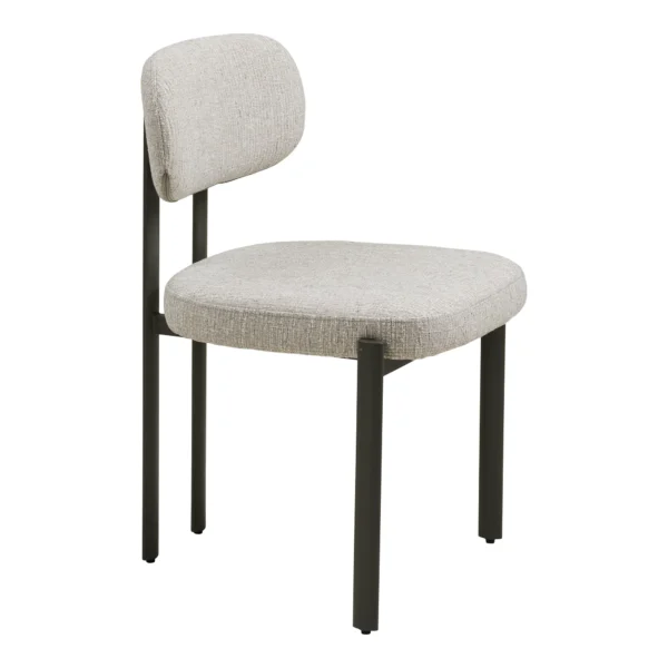 Set 2 scaune dining gri deschis din tesatura si metal Royan - imagine 4