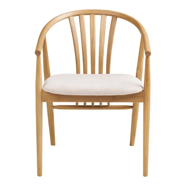Scaun dining bej/natur din tesatura si lemn Agustin - imagine 3