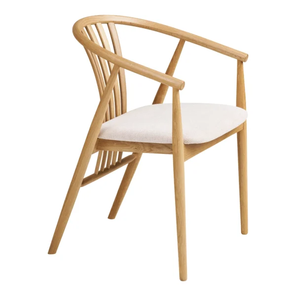 Scaun dining bej/natur din tesatura si lemn Agustin - imagine 4