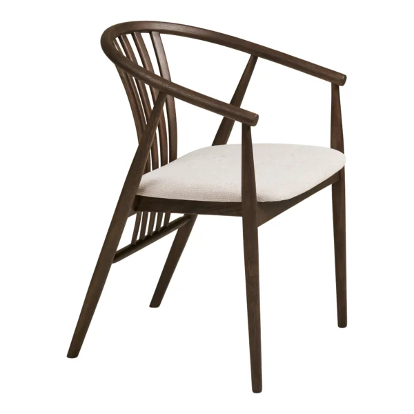 Scaun dining bej/maro din tesatura si lemn Agustin - imagine 4