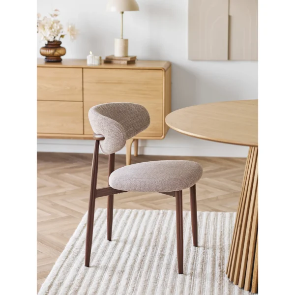 Set 2 scaune dining bej/maro din tesatura Levanto - imagine 2