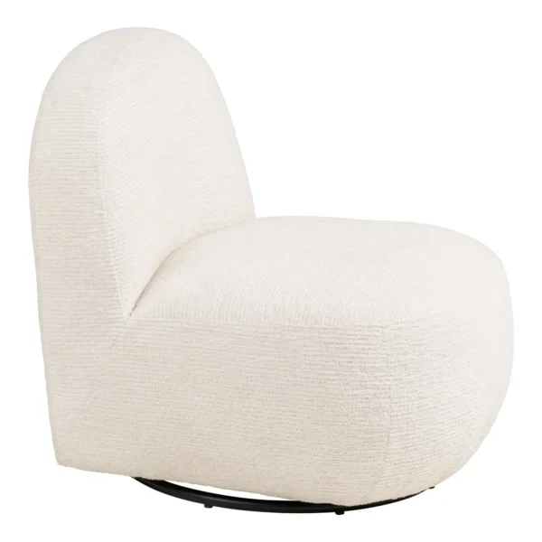 Set fotoliu rotativ cu taburet alb din tesatura boucle Milo - imagine 4