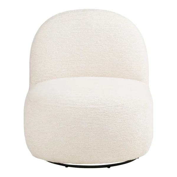 Set fotoliu rotativ cu taburet alb din tesatura boucle Milo - imagine 3