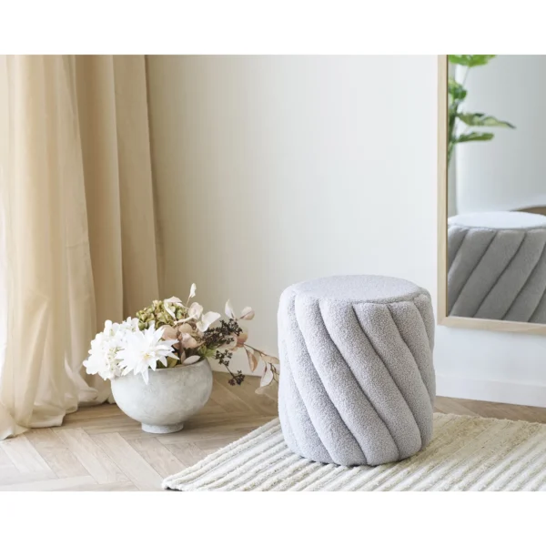 Taburet gri din tesatura boucle Sana - imagine 2