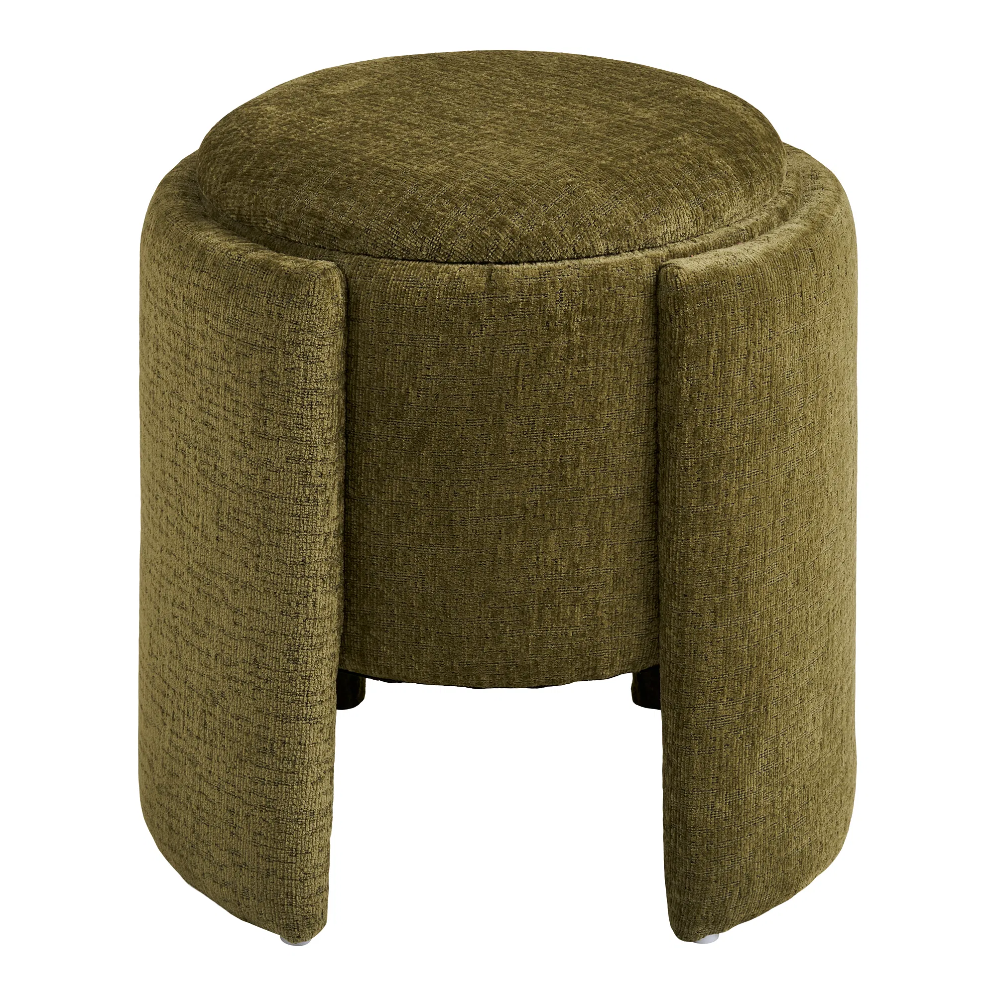 Taburet verde cu spatiu de depozitare din tesatura chenille Walsdorf - imagine 3