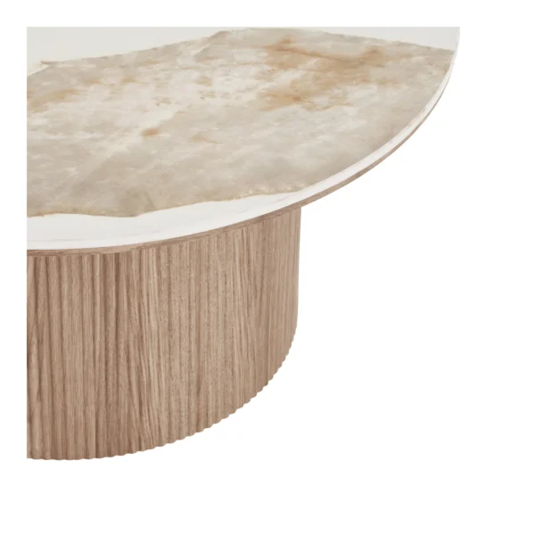 Masa de cafea rotunda bej/maro din MDF si ceramica Athens - imagine 4