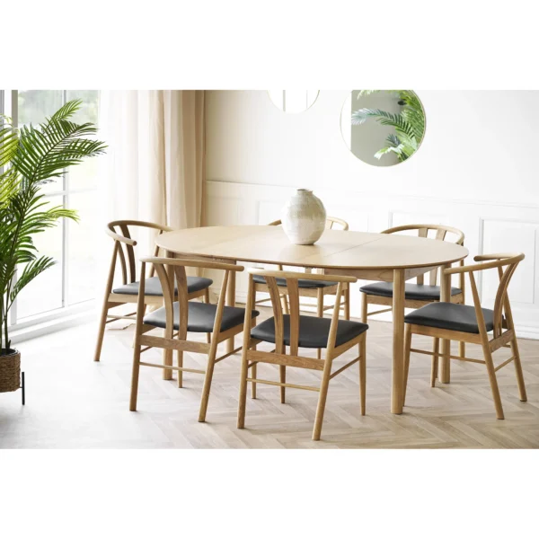 Masa dining extensibila bej natur din MDF Bundaberg - imagine 2